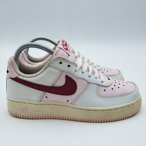 Nike Air Force I Valentines Day Sneakers 5.5 Girls RARE Hearts Rose‎ Pink White